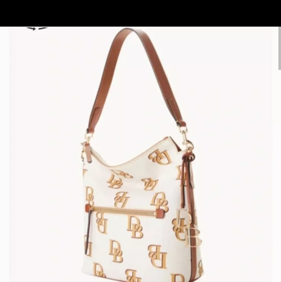 Dooney & Bourke Monogram Large Sac Shoulder Hobo Bag in Beige 💓 - Picture 2 of 3